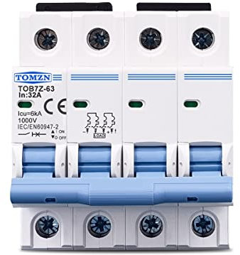 QXYOGO Magnetotermico,Interruttore Magnetotermico 4P DC MCB 1000V Interruttore a Corrente Continua 3A 6A 10A 16A 20A 25A 32A 40A 50A 63A for Solare PV. Sistema(32A)