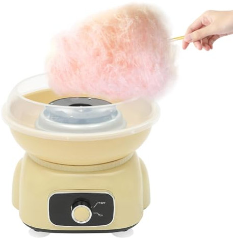 Zuckerwattemaschine Set Für Zuckerwatte Aus Kristallzucker Oder Für Hartkaramellen 22 * 23cm Mit 10x Bambus Stäbchen Und Zubehör Für Zuhause Kindergeburtstag Familienfeier 500W Gelb