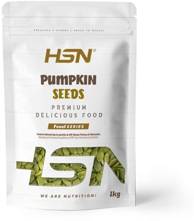 HSN Pipas de Calabaza Peladas Sin Sal | 1Kg | 100% Naturales | No Fritas ni Tostadas | Sin Cáscara Sin Aditivos | No-GMO, Vegano, Sin Gluten
