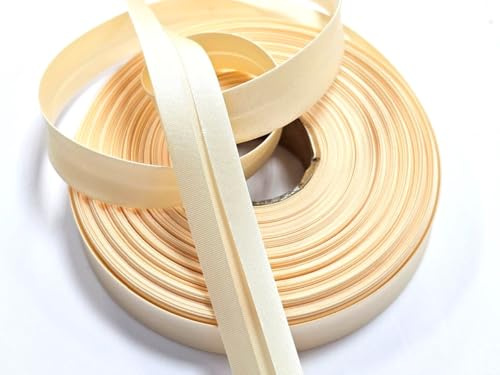 Satin- Schrägband vorgefalzt 40/20mm creme 10m