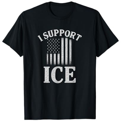 Ich unterstütze ICE Distressed American Flag USA Patriotic T-Shirt