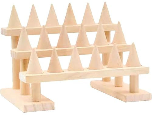 Ujjdwiurgh 1 Piece Ring Wood Jewelry Display Stand Organizer Nature Wooden Base Shop Decor Wood