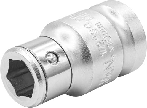 DAKCOS 1/2 Square Drive to 10mm(3/8) Hex Bit Holder Socket, Bit Adaptor with Retaining Ball, CR-V