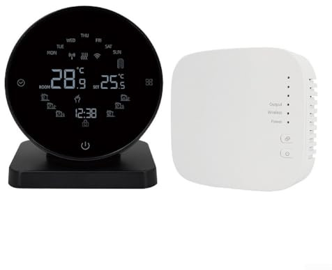 Smart-Wi-Fi Thermostat for Gas Boiler, Non-Programmable Wireless Room Temperature Controller Compatible with Smart-Life App, Floor Heating Thermostat with USB