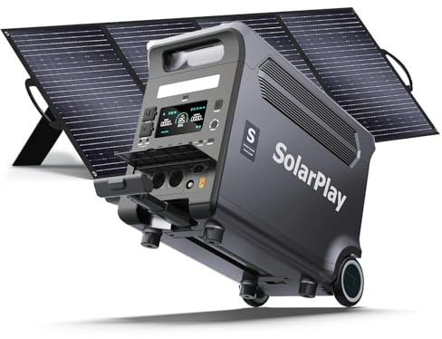 SolarPlay Q3600 Generateur Electrique Portable avec Panneau Solaire 400 W, Power Station avec LiFePO4 3840 Wh, 230 V Groupe Electrogene Solaire pour Camping, Voyage Maison/Bureau