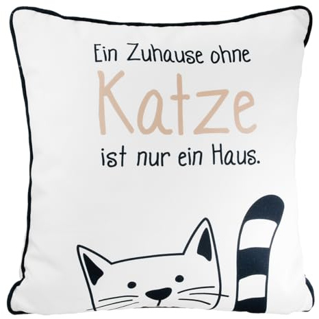 CULT at home Kissen Katzenmotiv Dekokissen Couch 40 x 40 cm Katze Kissen Oeko Tex Kissenbezug mit Füllung Geschenk für Katzenbesitzer Geschenke für Frauen