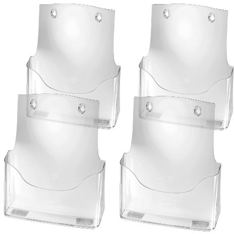 SIGEL LH110 Tisch-Prospekthalter DIN A4, 4er Pack, transparent - aus hochwertigem Acryl - Prospektständer - Flyerhalter