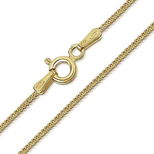 Amberta Damen 18K Vergolder Panzerkette aus 925 Sterling Silber 1.3 mm Halskette - Silberkette 40 cm