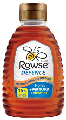 Rowse Defence Supahoney Honey, 250g Squeezy Bottle, Runny, With Manuka & Vitamin C, Natural Immune Support, Perfect In Hot Drinks, Suitable For Vegans & Vegetarians