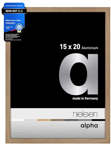 nielsen Aluminium Bilderrahmen Alpha, 15 x 20 cm, Hellbraun | Aluminium Fotorahmen im Hoch- & Querformat zum Auftstellen und Aufhängen Hellbraun matt Echtglas