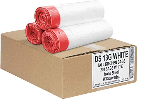 Aluf Plastics Tall Kitchen 13 Gallon Drawstring Trash Bags 0.9 MIL - (Bulk 200 Count) - 24 x 27 - Wholesale, Commercial Garbage Bags