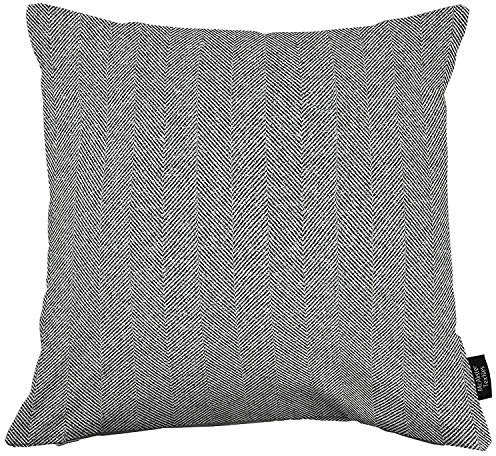 McAlister Textiles Herringbone Tweed | Kissenbezug für Sofakissen in Anthrazit Grau | 43 x 43 cm | traditionelles gewobenes Fischgräten-Muster | Deko Kissenhülle für Sofa, Bett, Couch