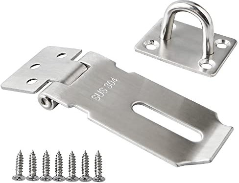 Alise Cadenas Loquet de porte Fermoir Verrou de portail SUS 304 en acier inoxydable, finition argent, MS9-3A