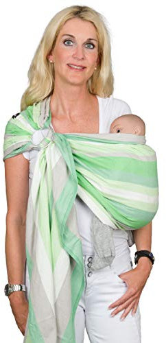 Hoppediz Ring-Sling, Baby-Tragetuch ab Geburt, 100 % schadstoffgeprüfte Baumwolle, Design Wellington