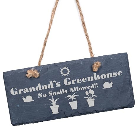 ukgiftstoreonline Grandad's Greenhouse Slate Garden Plaque - No Snails