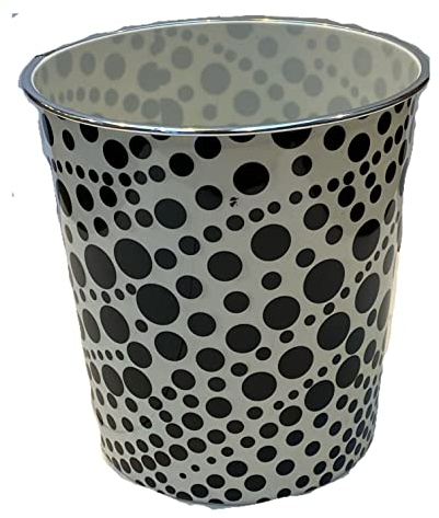 Home Plus 7.7 Litre Quality Floral Design Lightweight Waste Paper Basket Bin (Black & Grey Daisy)