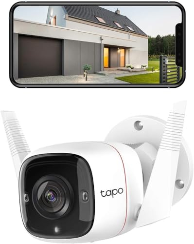 Tapo TP-Link 2K HD Security Camera Outdoor Wired, IP66 Weatherproof, Motion/Person Detection, Works with Alexa & Google Home, Built-in Siren w/Night Vision, Cloud/SD Card Storage, 2-Way Audio(C310)
