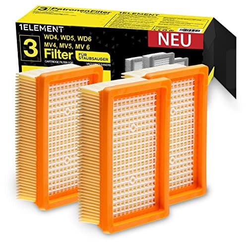 3 filtres pour aspirateur Kärcher [WD4, WD5, WD6/MV4, MV5, MV6] - 3 filtres plissés plats pour personnes allergiques à la poussière/odeurs [WD 4 5 6 MV]