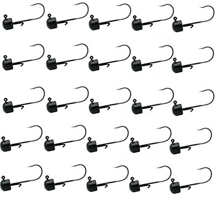 25 Packungen Pilz-Set Head Ned Rig Bass Shroom Jigköpfe Angeln Schwarz-Grün Crappie Jigs Haken für weiche Köder (1/16oz-1,8 g/25 Stück)