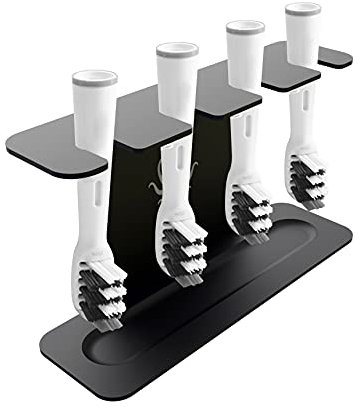 OCTOPODIS - Elektrische Zahnbürste Kopfstütze, Bürstenkopf-Halterung, Edelstahl Aufsteckbürsten-Halter mit Auffangschale für Oral B, iO, Sonicare, Waterpik, FairyWill (SCHWARZ)