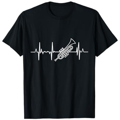 Trompete Herzschlag Trompeter Herzlinie Trompetenspieler T-Shirt