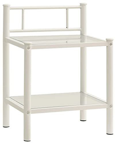 vidaXL Nachttisch Nachtschrank Nachtkommode Nachtkonsole Schlafzimmer Telefontisch Pflanzentisch Weiß Transparent 45x34,5x60,5cm Metall Glas