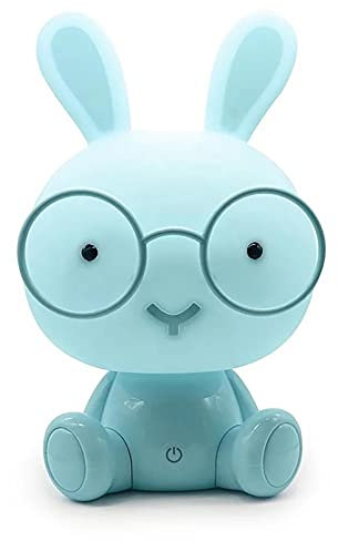 Lampe de Table de Protection des Yeux à LED veilleuse Tactile Lapin Mignon avec Lunettes éclairage d'urgence pour Chambre et Chambre d'enfants Robust (Bleu)