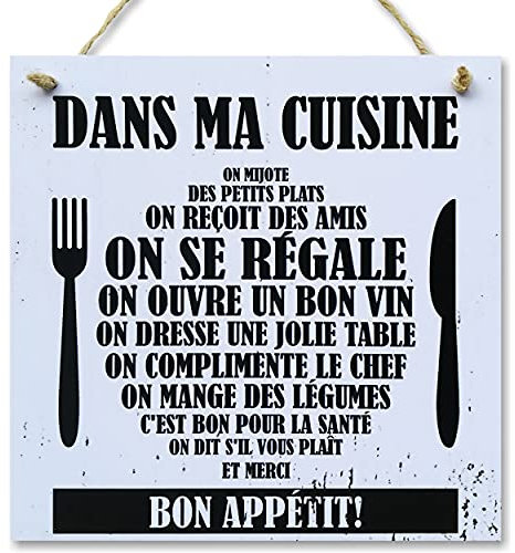CARISPIBET Dans ma cuisine | enseignes décoratives plaques de décoration de maison décor pour la cuisine 20 x 20 cm