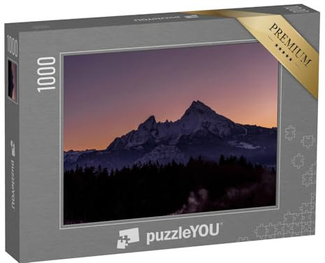 puzzleYOU: Puzzle 1000 Teile „Sonnenuntergang über dem Watzmann, Berchtesgaden, Deutschland“ – aus der Puzzle-Kollektion Watzmann, Berchtesgaden