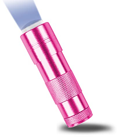 ANGNYA Portatile 12 LED Mini Lampada per Unghie Rosa, Torcia Elettrica per unghie Gel Sciugatura Rapida, Strumenti per Nail Art e Strumenti Money Detector(Batterie non Incluse)