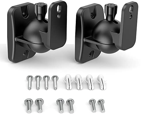 HomeMount Wall Mount Brackets - Universal Speaker Mounts, Bookshelf Speaker Kit, Supports Up to 8 lbs, 2 Pack, Black