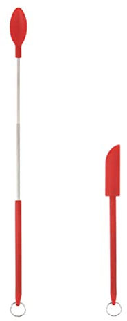 Silicone Spatula, 2 Pcs Telescopic Spatula and Scooping Spoon Set, Mini Seamless Scraper for Household Cooking Makeup Spatula Kitchen