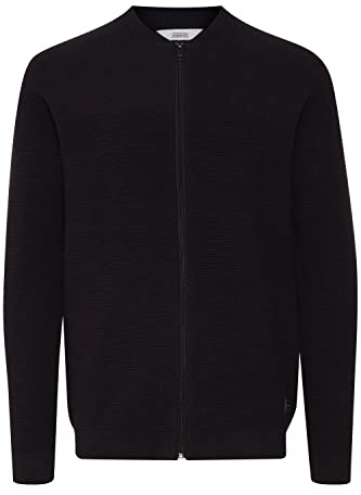 !Solid SDValencia Herren Strickjacke Cardigan Feinstrick Jacke mit Reißverschluss Struktur Strick, Größe:XL, Farbe:True Black (194008)