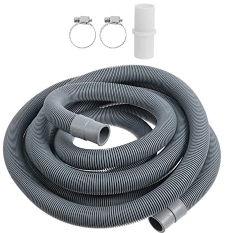 Washer Drain Hose Extension Set 5 Meters Washing Machine Replacement Drain with Connector 2 Hose Clamps for Home Use