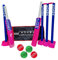 Kosma Junior 2 Player’s Kwik Cricket Set | Cricket Set with bag | 2 x Bats | 4 x Balls | Wicket Stump set with Bails | Single Stump | Pink & Blue Color