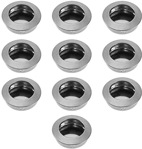 Create idea 10 Tiradores Redondos Empotrados para Puerta Corredera Tiradores Ocultos para Cajones para Muebles Armarios Armarios Puertas Decoración Hogar Acero Inoxidable Plateado