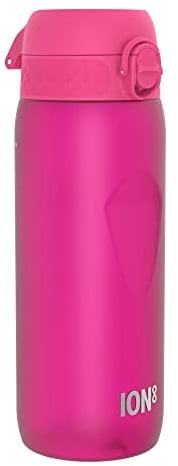 Ion8 Sports Water Bottle, 750 ml/24 oz, Leak Proof, Easy to Open, Secure Lock, Dishwasher Safe, BPA Free, Flip Cover, Carry Handle, Soft Touch Contoured Grip, Easy Clean, Odour Free, Pink
