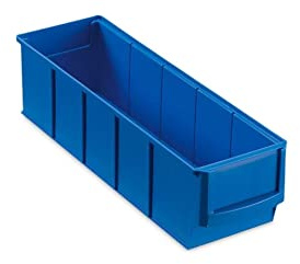 Blaue Industriebox 300 S | HxBxT 8,1x9,1x30cm | 1,6 Liter| Sichtlagerkasten, Sortimentskasten, Sortimentsbox, Kleinteilebox