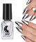 Metal Nail Polish Mirror Nail Varnish,Quick Drying Metallic Effect Nail Art Polish, Silver Plating Metallic Nail Polish No UV Needed, Magic Mirror Gel Polish For Chrome Nail(1-Silver)