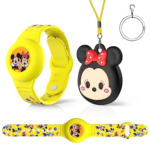 [2 Stück] Kompatibles AirTag Kinderarmband & Halskette， MOWYEOK wasserdichtes verstellbares Air Tag Armband für Kinder und versteckte Air Tag Halskette, Kompatibel mit AirTag Location Tracking Hülle