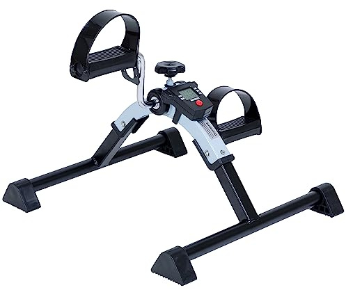 iLiving Under Desk Bike Pedal Exerciser with Electronic Display - Fully Assembled Folding Equipment, Mini Bike for Legs and Arms Workout, Portable and Easy-to-Use with LCD Screen (ILG-688), Blue