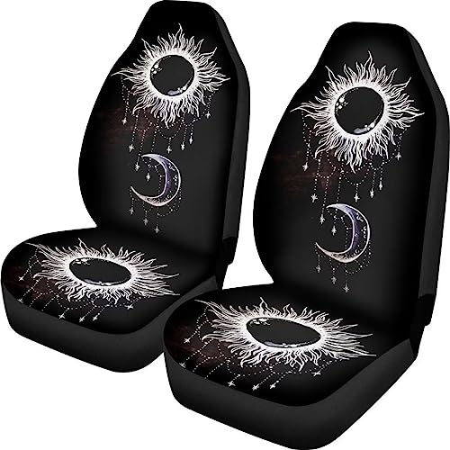 Showudesigns Autositzbezüge, Totenkopf-Rose, 2 Stück, Vordersitzschutz, Zubehör, Größe, universell passend für alle Autos, LKWs, Vans, SUV, Galaxie, Sonne, Mond