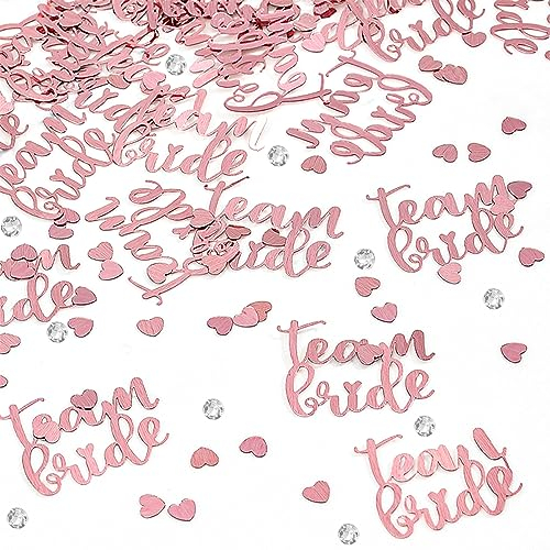 Team Bride Konfetti Hochzeit Deko, 30g Streudeko Hochzeit Rosegold, Herzen Tischdeko Hochzeit, Jga Accessoires Konfettikanone,Confetti Hochzeitsdeko Tisch,Junggesellenabschied,Glitter Bride to Be Deko