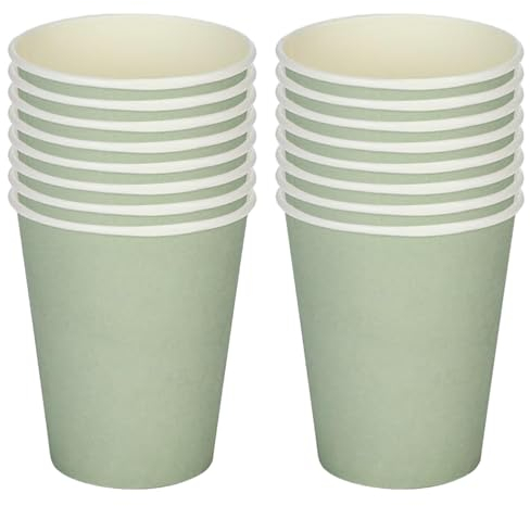 250ml Salbeigrün Papier Partybecher,16St Salbeigrün Pappbecher,Trinkbecher Hochzeit Einwegbecher Disposable Cups für Hochzeit,Kinder DIY,Partybedarf,Tee,Heißen und Kalten Getränken Einwegkaffee Becher
