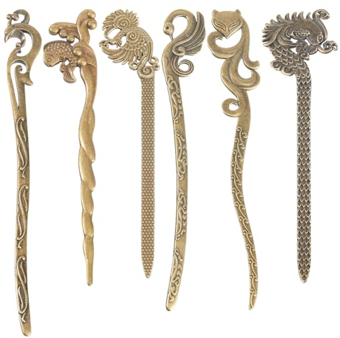 SUNNYCLUE 12 Stück Vintage Lesezeichen Aus Metall Antik Bronze Legierung Haarnadelstreifen Lesezeichen Chinesischer Stil Drache Phönix Lesezeichen Intelligente Tierfuchs Lesezeichen Verschiedene Retro