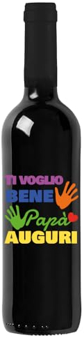 Bottiglia di Vino IGT Toscana Rosso personalizzato per lui - Idea regalo esclusiva e originale per uomo, festa del Papà, festa del Nonno, nuova nascita, compleanno e Natale. (0,75L, Color mani)