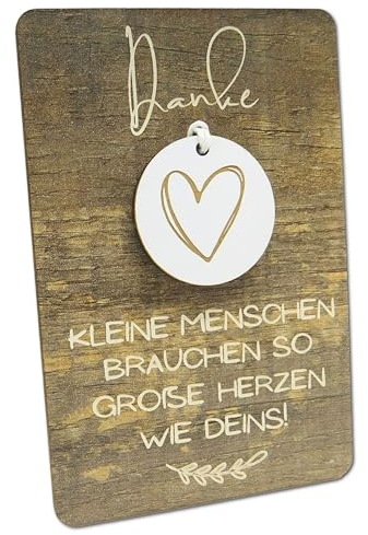 Abschiedsgeschenk für Erzieherinnen, Lehrer oder Hebammen I Kindergarten Kita Abschied I Holzkarte mit Anhänger Danke Geschenk von kleinen Menschen