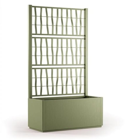 Tomaino - Fioriera con spalliera in plastica, separè grigliato piante rampicanti per esterno, terrazzo, giardino 80x36x140 h cm (Fioriera con spalliera, Verde)