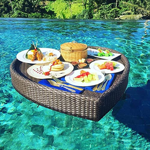 Herzförmiges schwimmendes Pool-Tablett aus Rattan, luxuriöse schwimmende Serviertabletts, Tischbar für Erwachsene, Sandbänke, Spas, Bäder und Partys, Hochzeitsfotografie, Fotosho