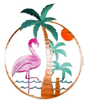 GUASDIE Flamingo Metall Wandkunst hängendes Dekor für drinnen draußen, Flamingo Wandtafel hängende Kunstwerk Garten Statuen und Skulpturen Wandbild Hof Gartendekor für Haus Zimmertür Terrassenhof
